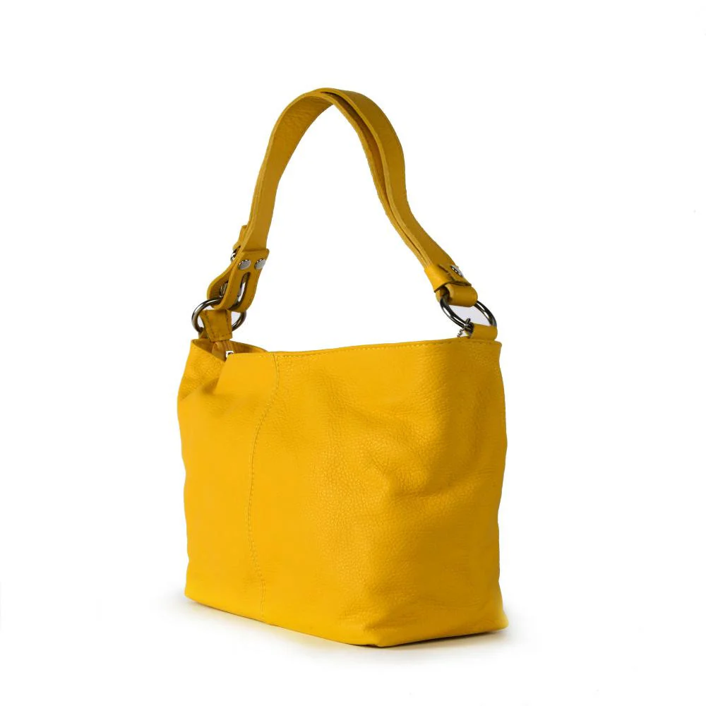 Sac à main en cuir grainé KUTA Jaune Moutarde - Image 2