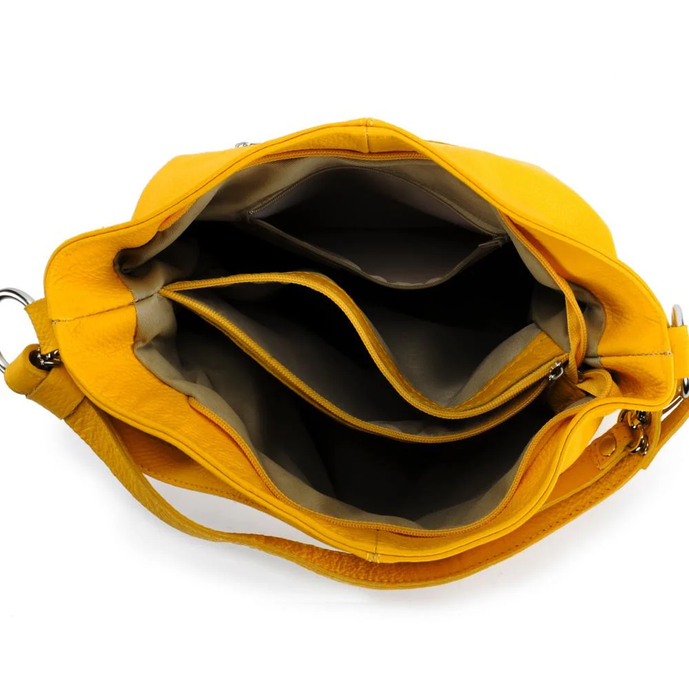 Sac à main en cuir grainé KUTA Jaune Moutarde - Image 5