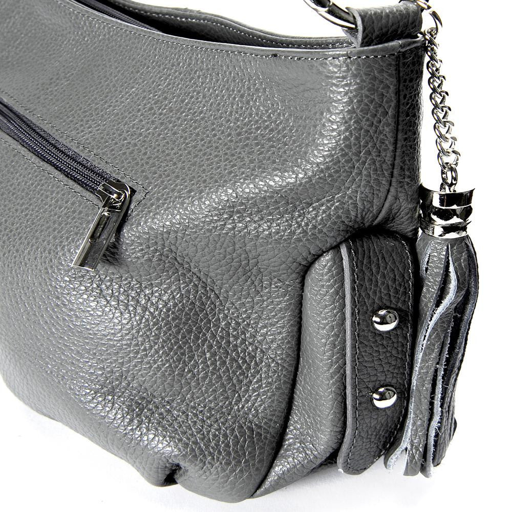 Sac à main en cuir grainé LOBE Gris foncé - Image 3
