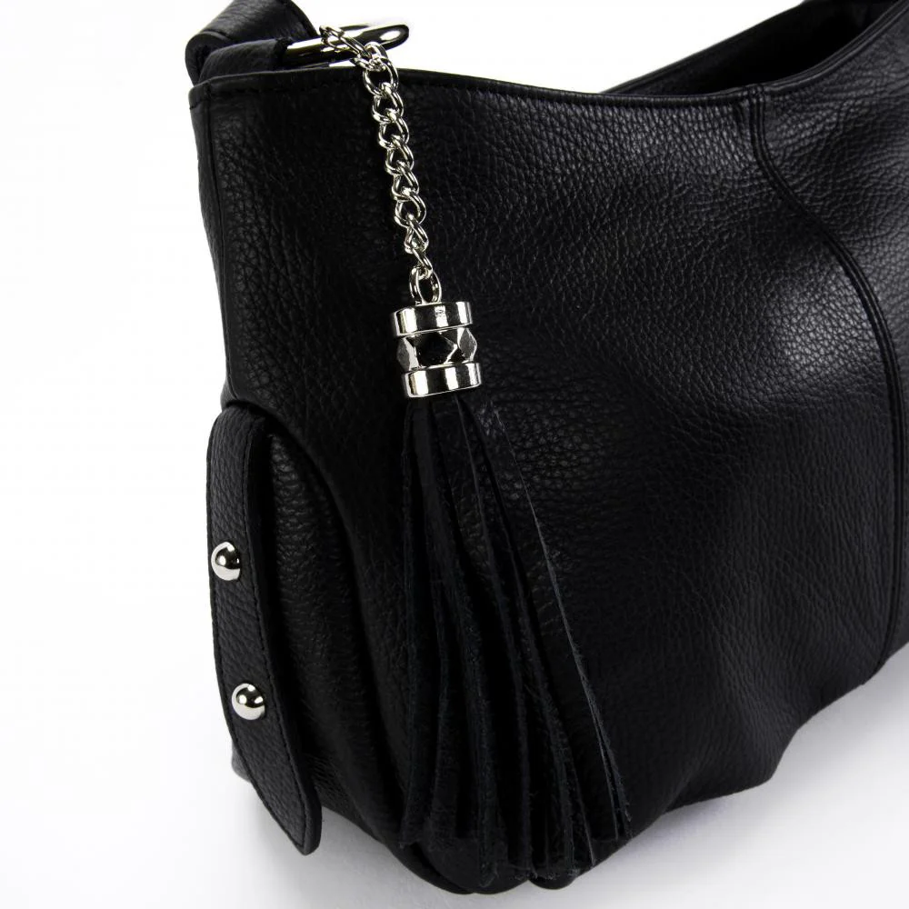 Sac à main en cuir grainé LOBE Noir - Image 7