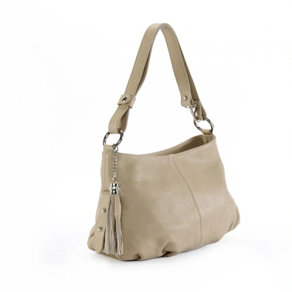Sac à main en cuir grainé LOBE Taupe clair - Image 3