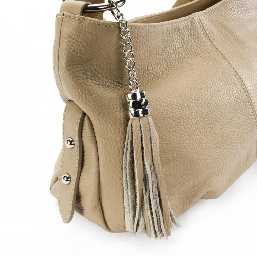 Sac à main en cuir grainé LOBE Taupe clair - Image 4