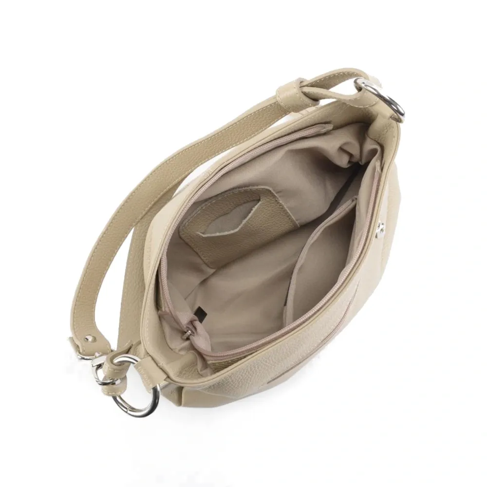 Sac à main en cuir grainé LOBE Taupe clair - Image 5