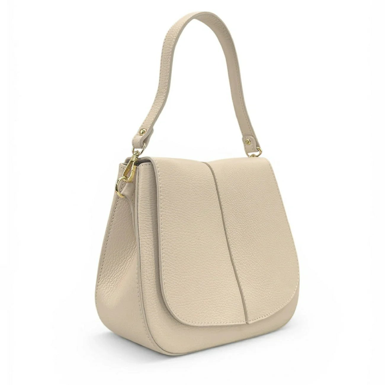 Sac à main en cuir grainé LOUIE Beige crème - Image 2