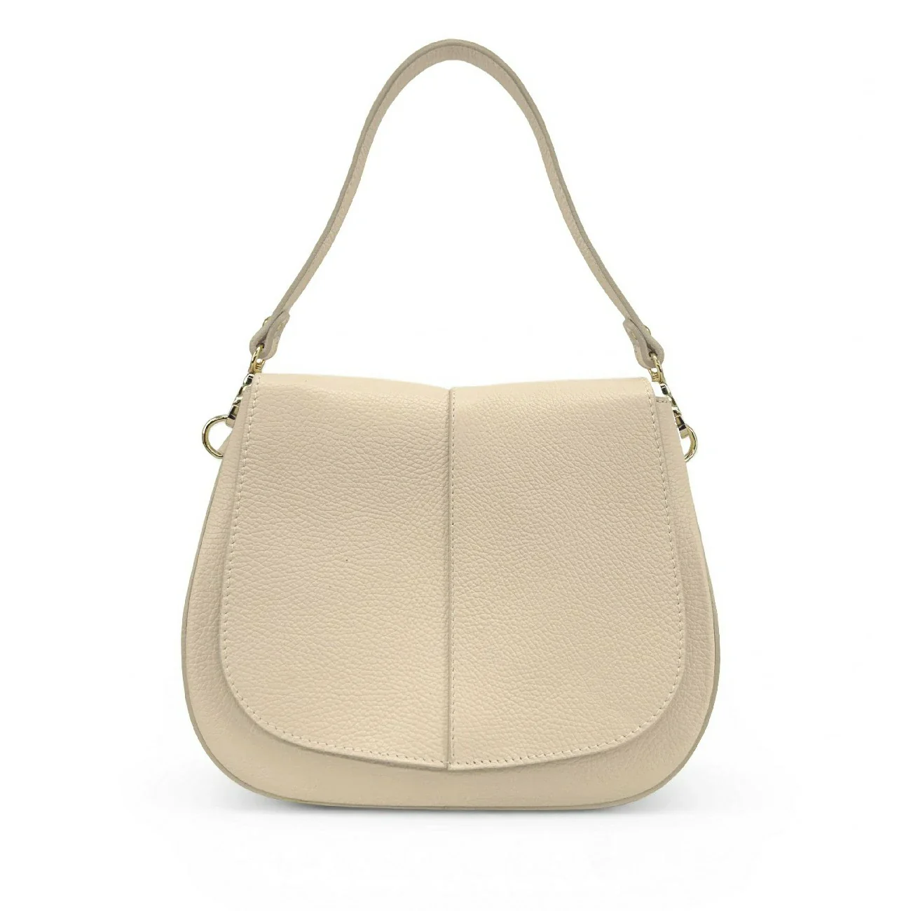 Sac à main en cuir grainé LOUIE Beige crème - Image 4