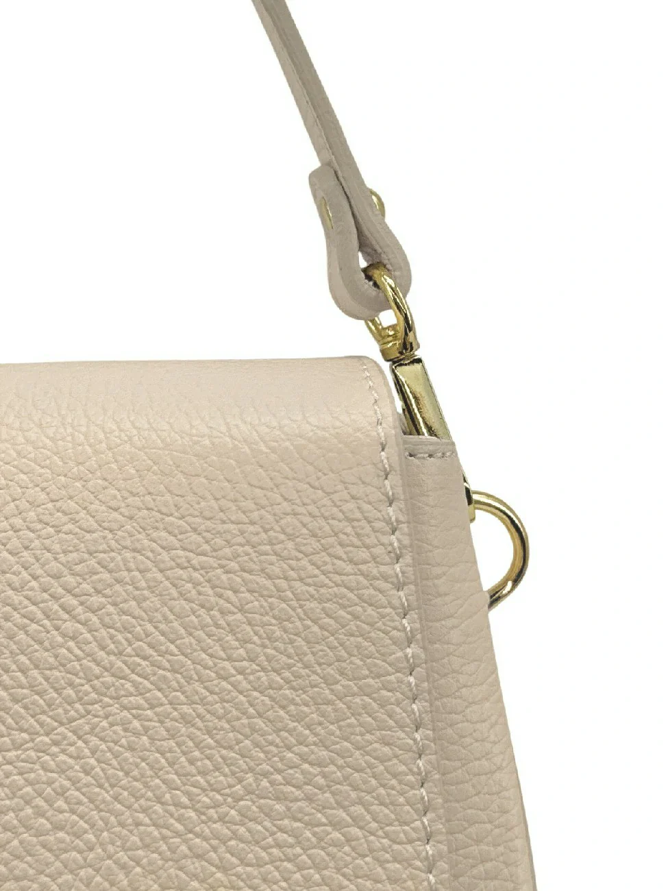 Sac à main en cuir grainé LOUIE Beige crème - Image 5