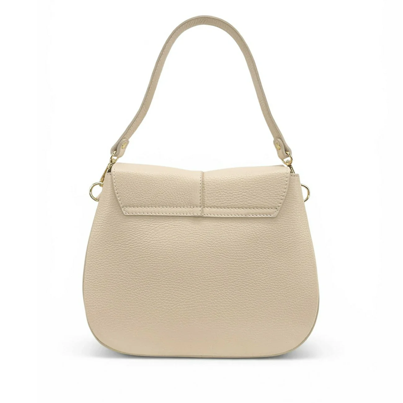 Sac à main en cuir grainé LOUIE Beige crème - Image 7