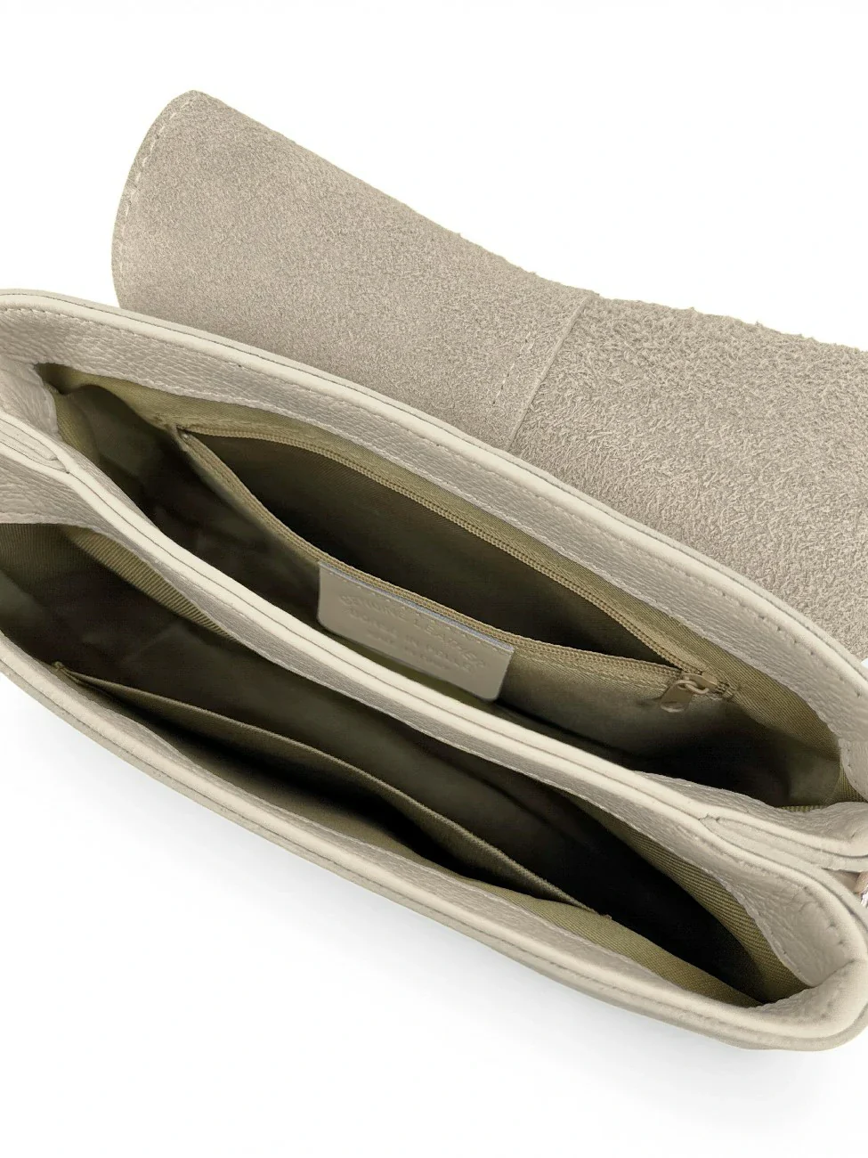 Sac à main en cuir grainé LOUIE Beige crème - Image 8