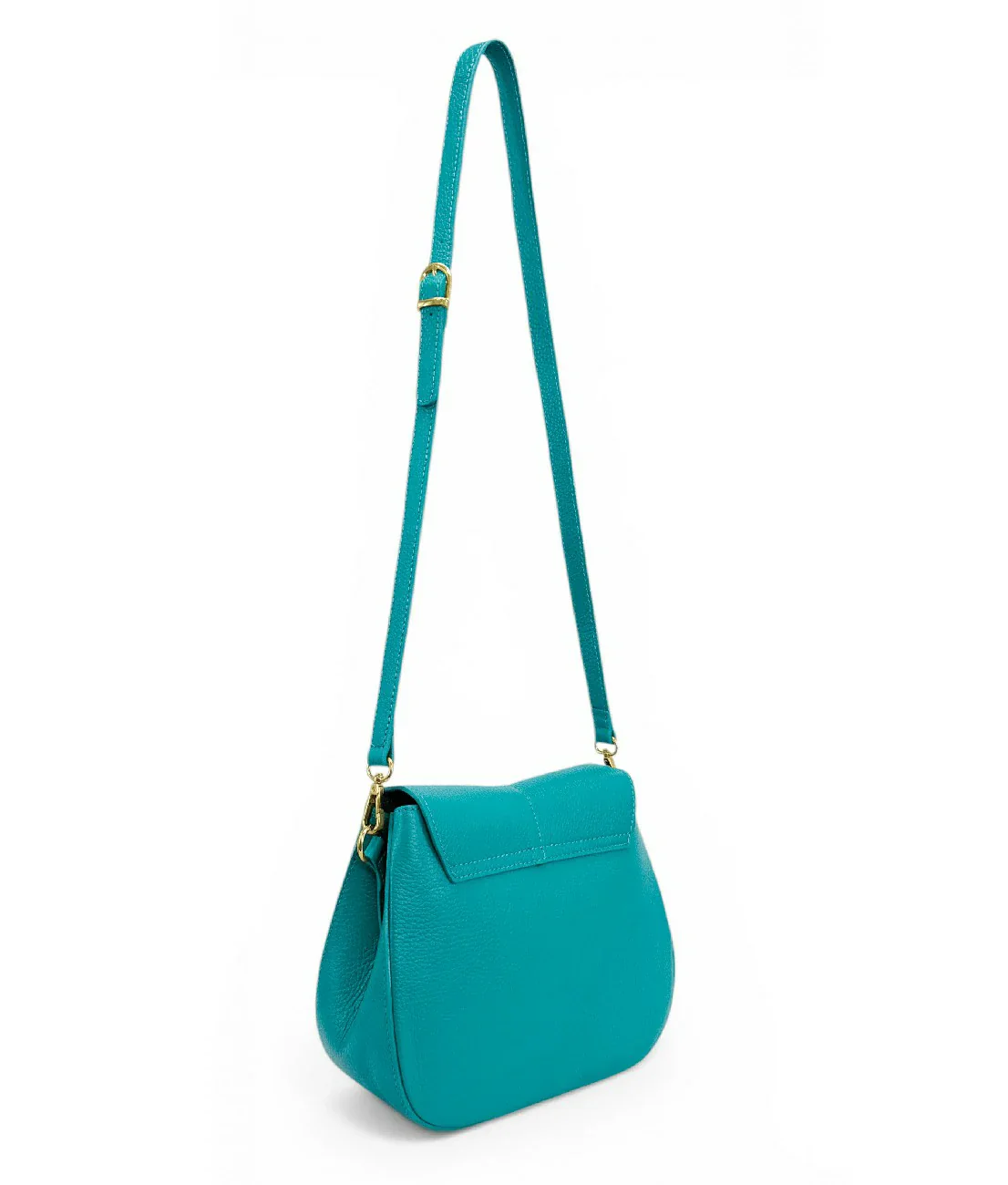 Sac à main en cuir grainé LOUIE Bleu turquoise - Image 6