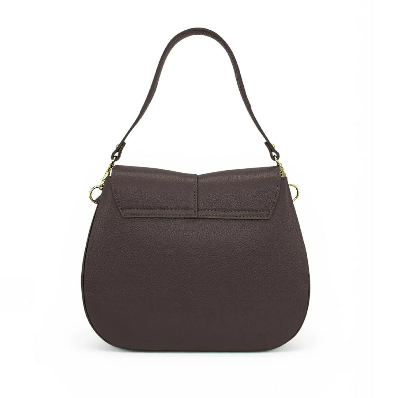Sac à main en cuir grainé LOUIE Marron chocolat - Image 7