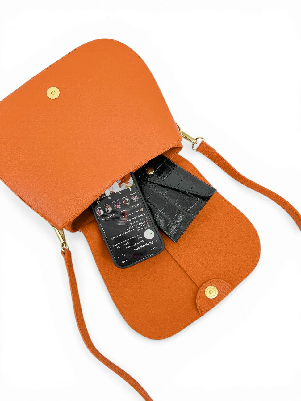 Sac à main en cuir grainé LOUIE Orange - Image 3