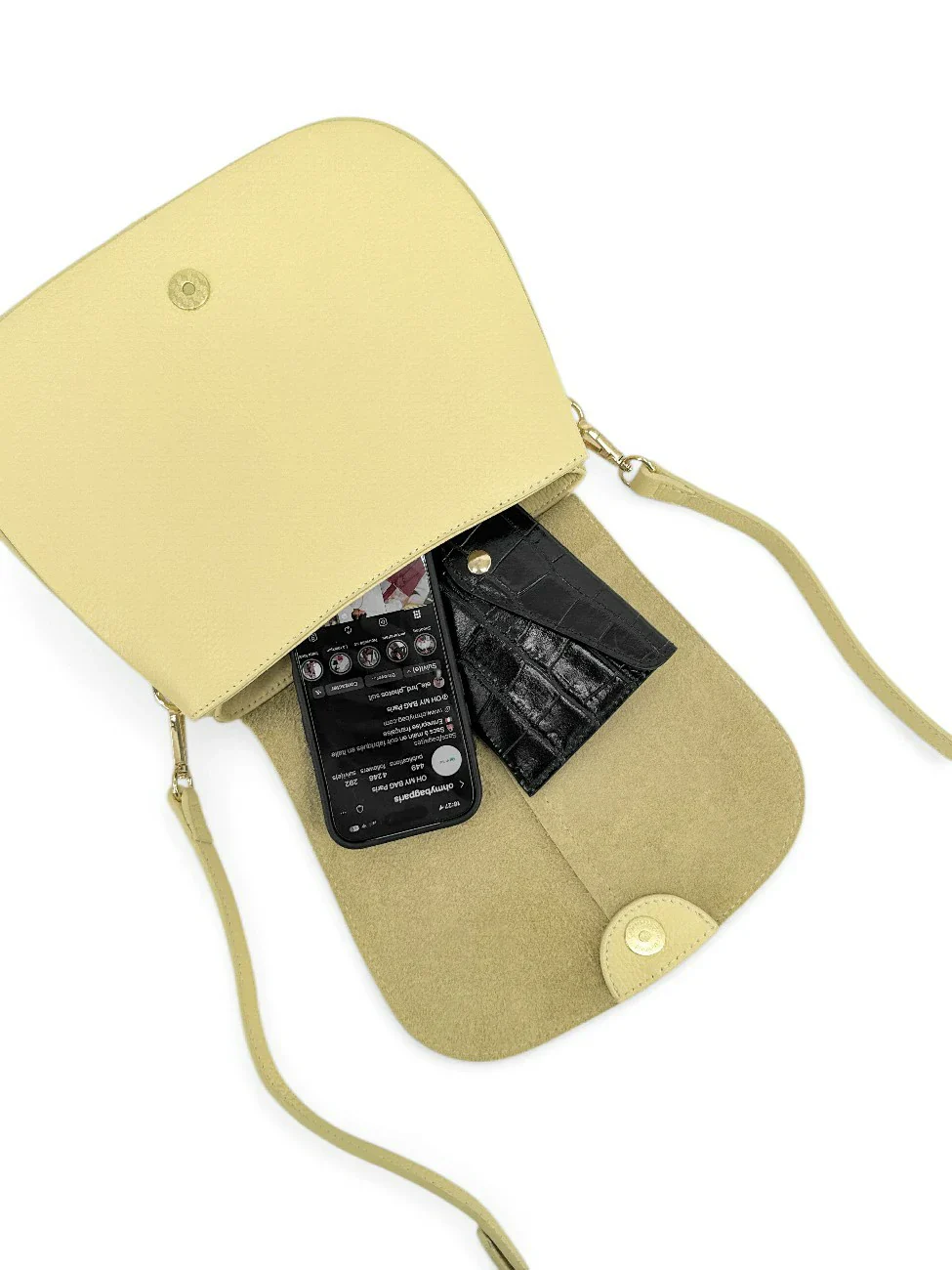 Sac à main en cuir grainé LOUIE Soft jaune - Image 3