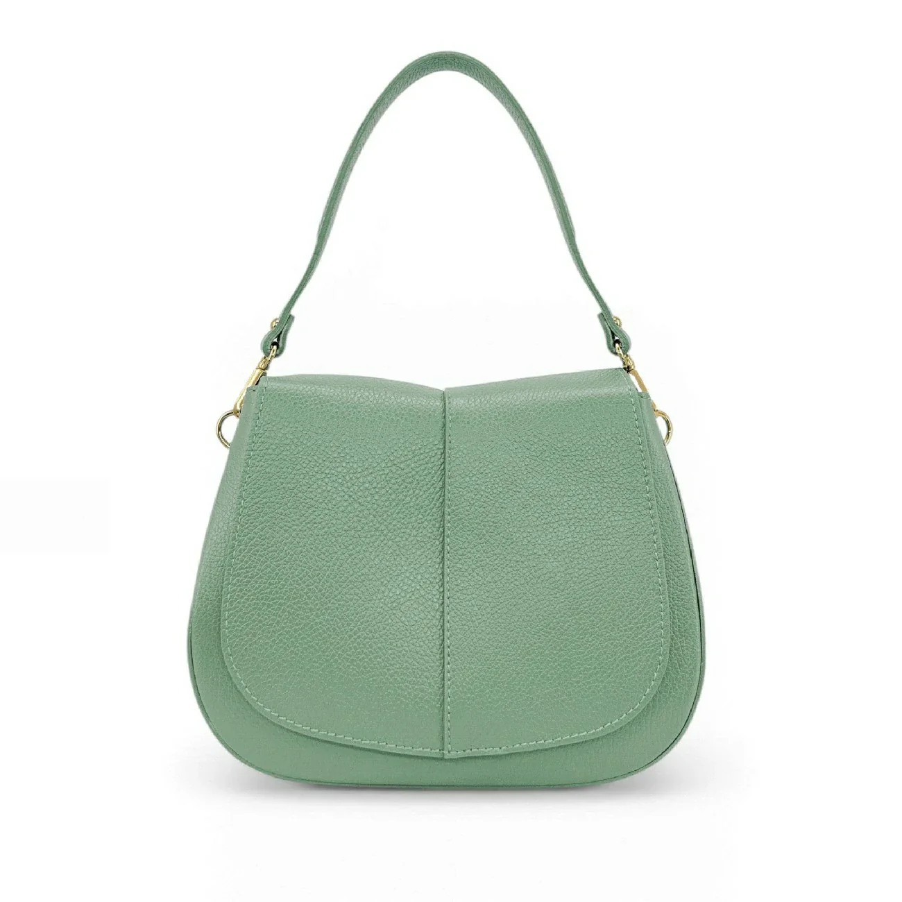 Sac à main en cuir grainé LOUIE Vert pastel - Image 4