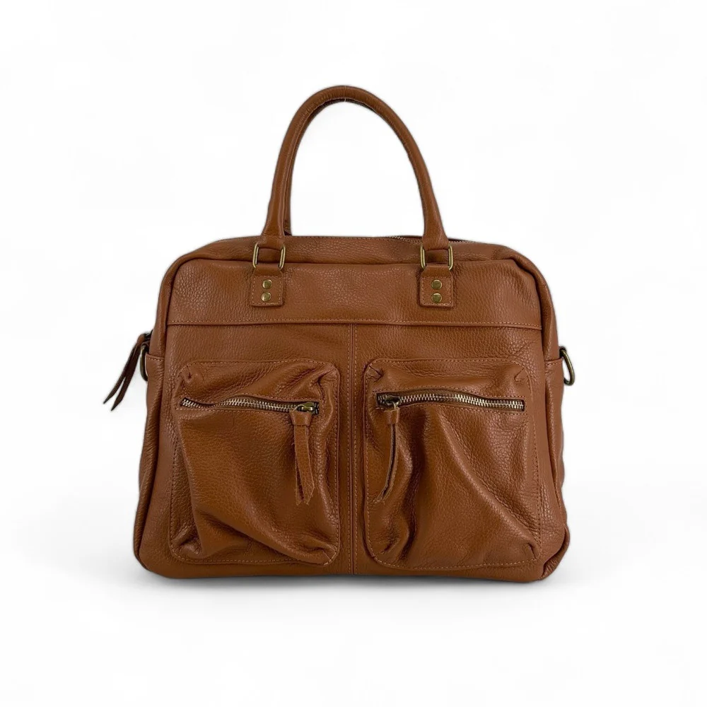 Sac à main en cuir grainé MOSCOU Cognac