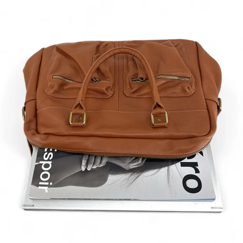 Sac à main en cuir grainé MOSCOU Cognac - Image 5