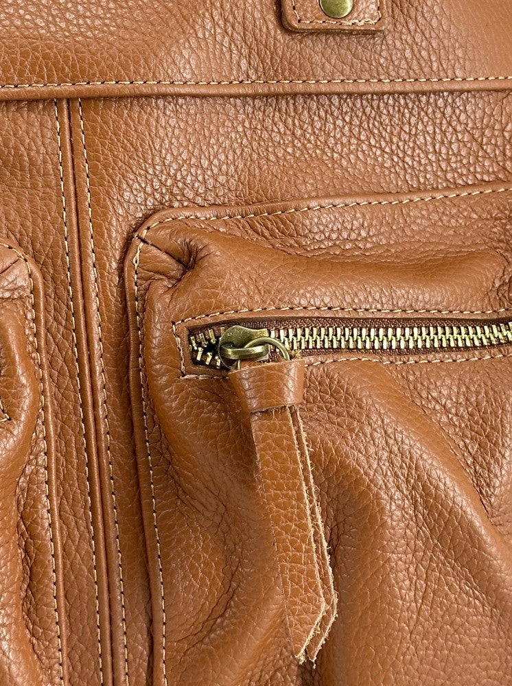 Sac à main en cuir grainé MOSCOU Cognac - Image 6