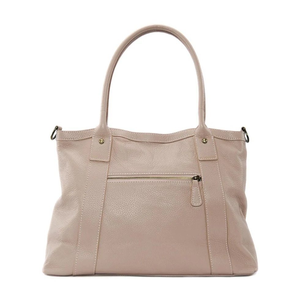 Sac à main en cuir grainé RANGOON Rose nude - Image 3