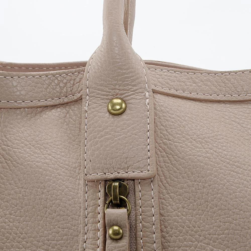 Sac à main en cuir grainé RANGOON Rose nude - Image 4