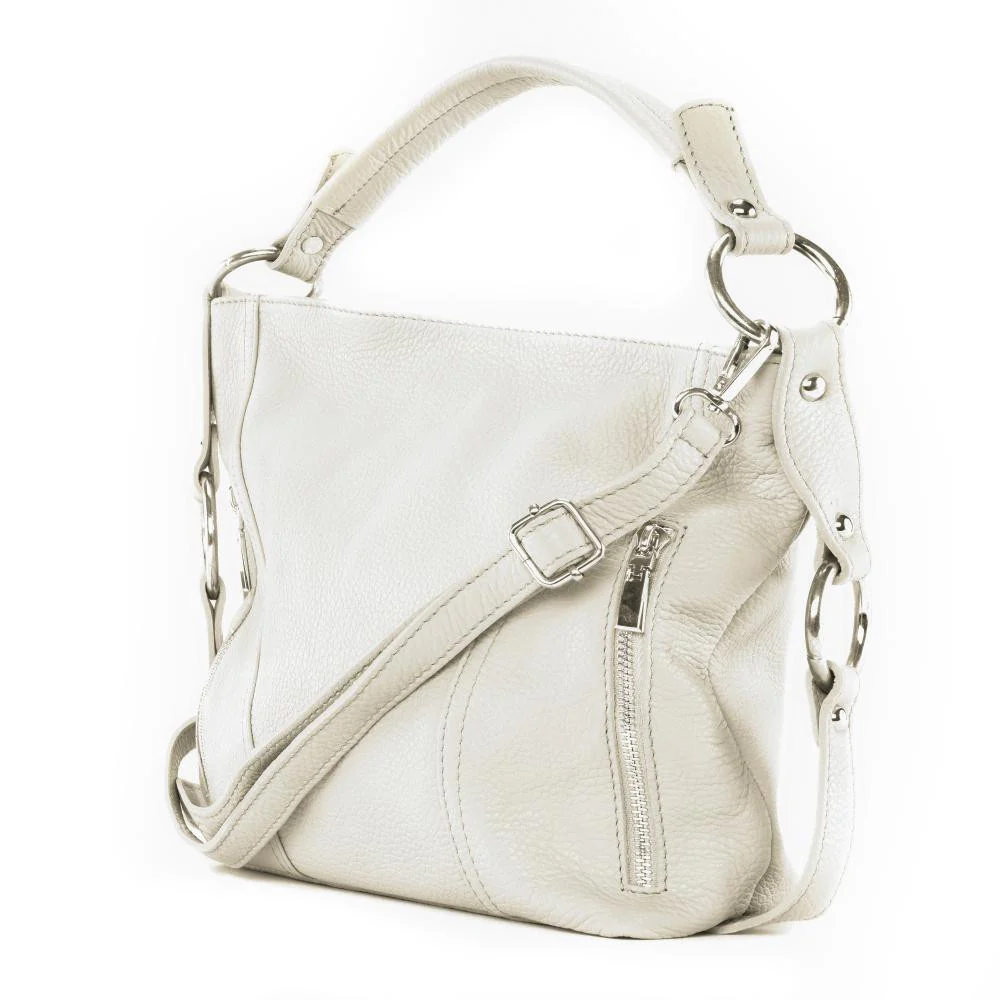 Sac à main en cuir grainé SETE Beige crème - Image 3
