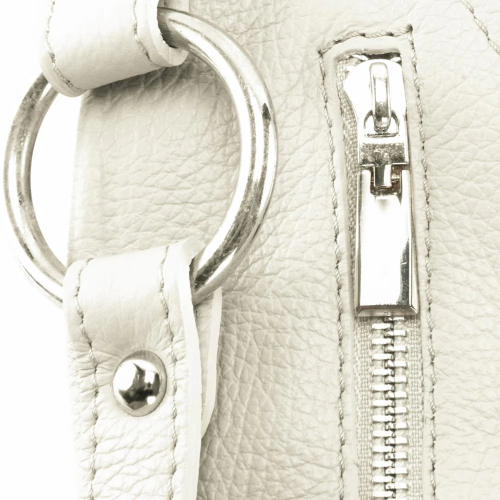 Sac à main en cuir grainé SETE Beige crème - Image 4