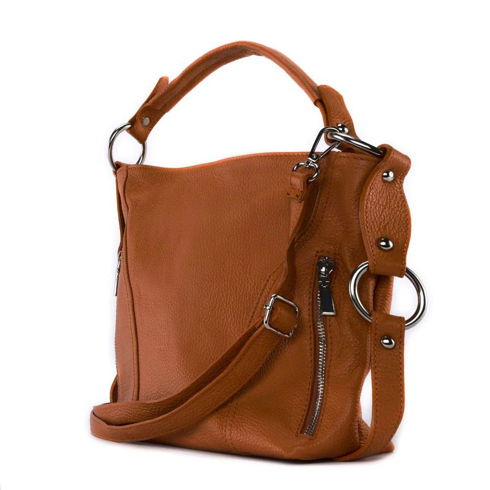 Sac à main en cuir grainé SETE Cognac foncé - Image 3