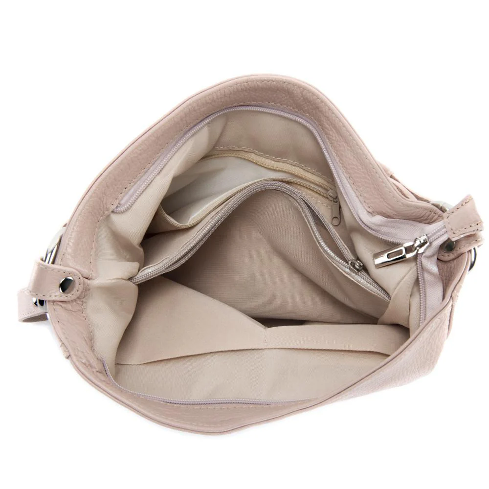 Sac à main en cuir grainé SETE Rose nude - Image 5