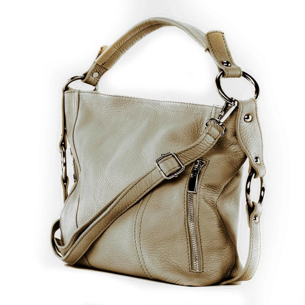 Sac à main en cuir grainé SETE Taupe clair - Image 3