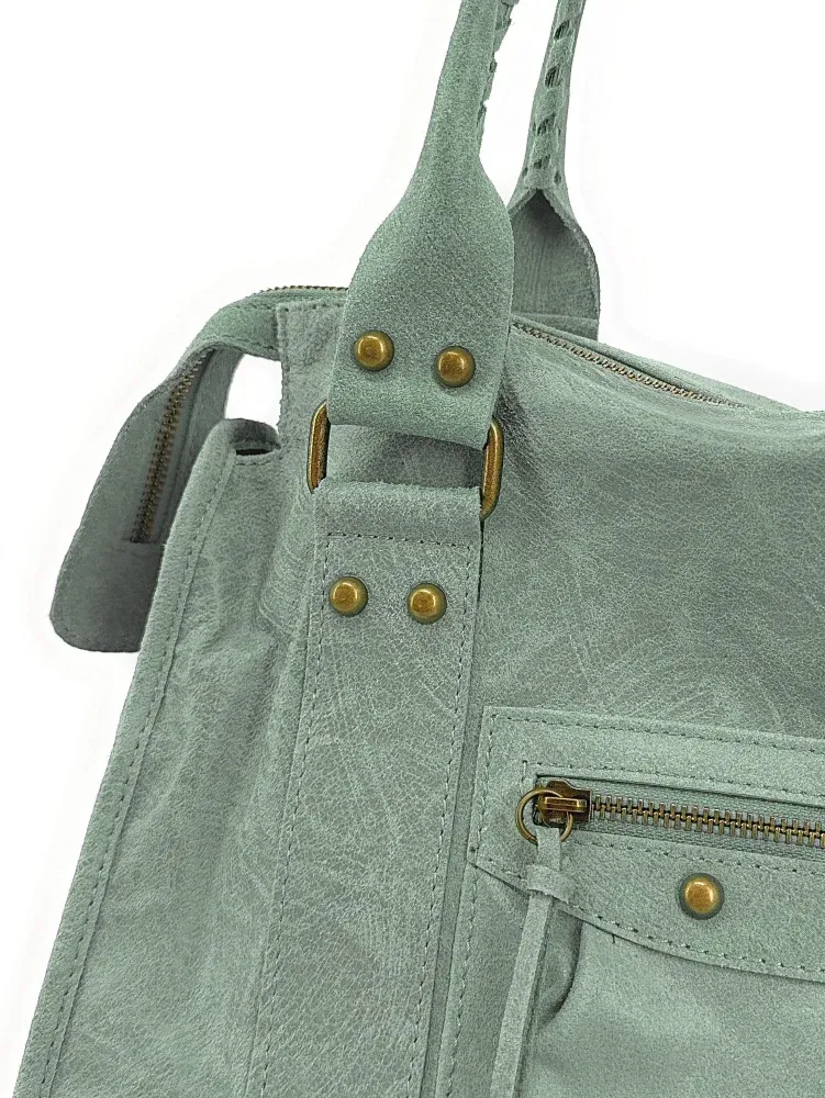 Sac à main en cuir brossé SANDSTORM E.L. SIROCCO Vert pastel - Image 5