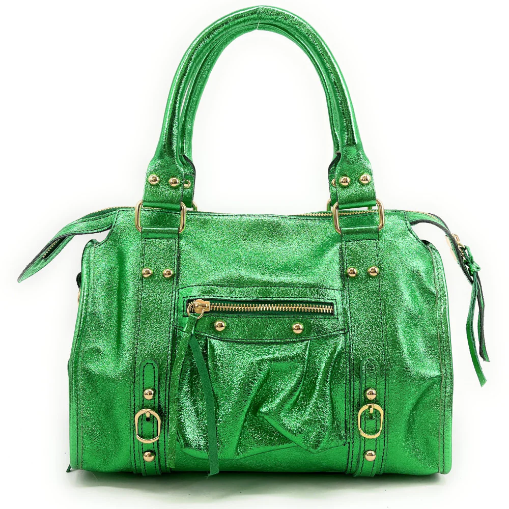 Sac à main en cuir irisé SANDSTORM GOLD Vert anglais - Image 4