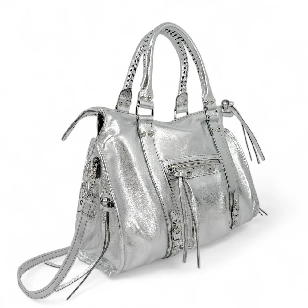 Sac à main en cuir irisé SANDSTORM SILVER Argent clair - Image 2