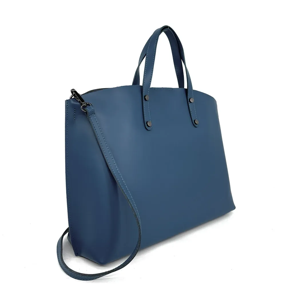 Grand sac à main en cuir glacé CHANTILLY Bleu - Image 2