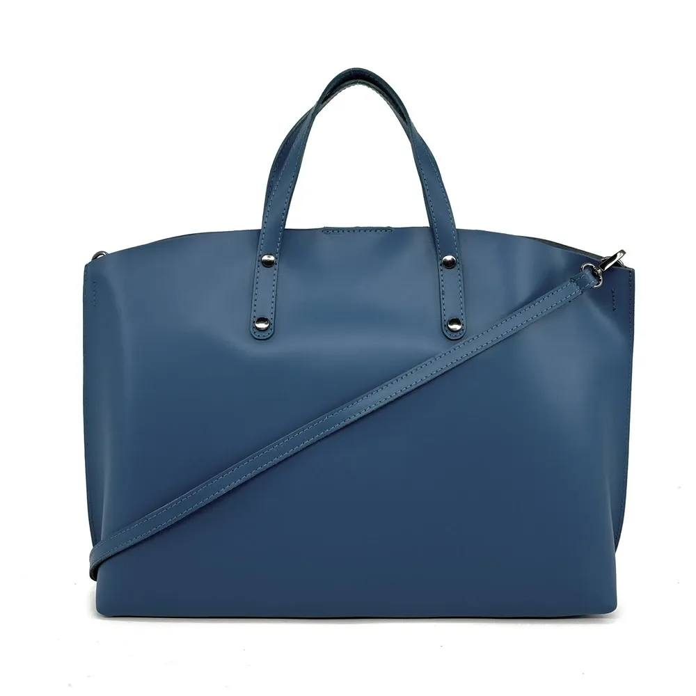 Grand sac à main en cuir glacé CHANTILLY Bleu - Image 3