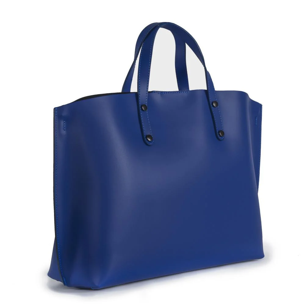 Grand sac à main en cuir glacé CHANTILLY Bleu roi - Image 2