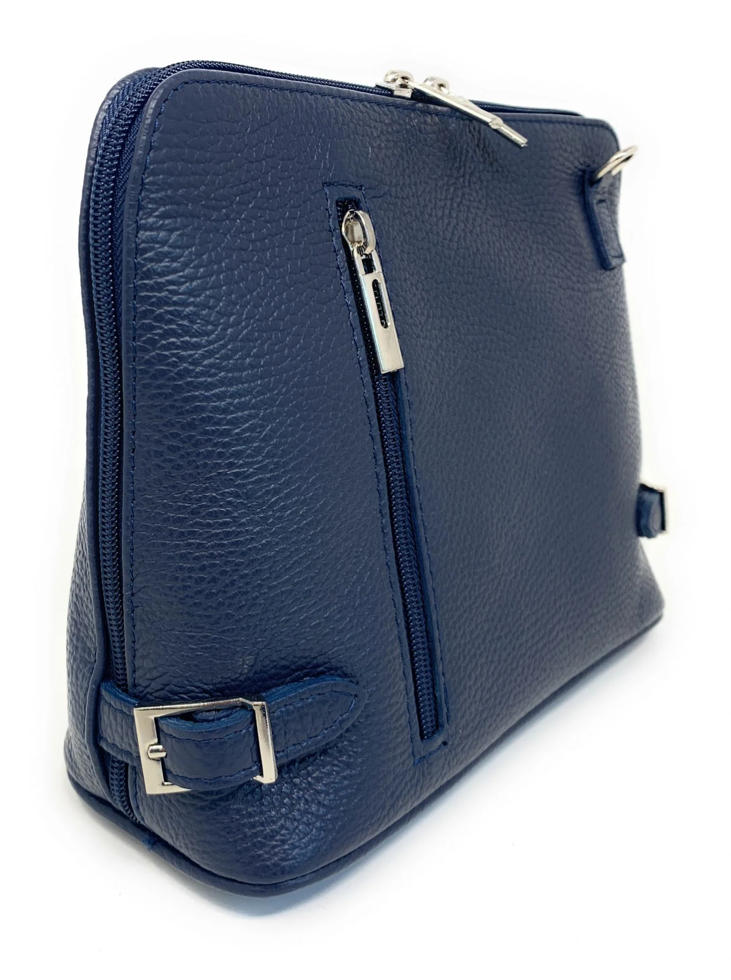 Sac à main en cuir italien grainé MAMMA MIA Bleu marine - Image 3