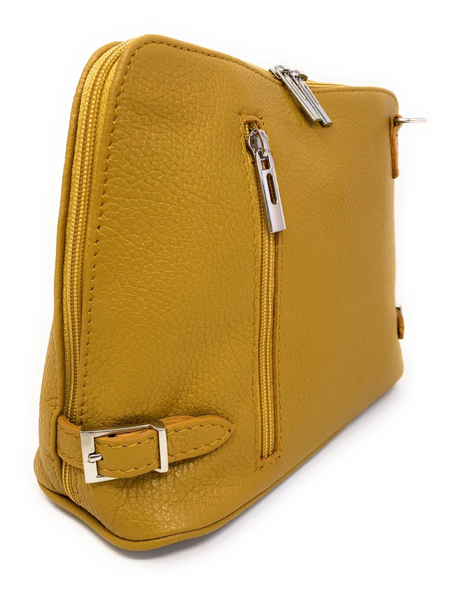 Sac à main en cuir italien grainé MAMMA MIA Jaune Moutarde - Image 3