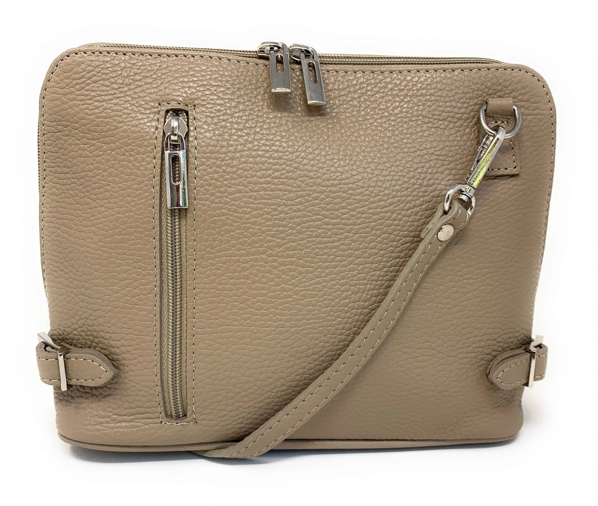 Sac à main en cuir italien grainé MAMMA MIA Taupe foncé - Image 4