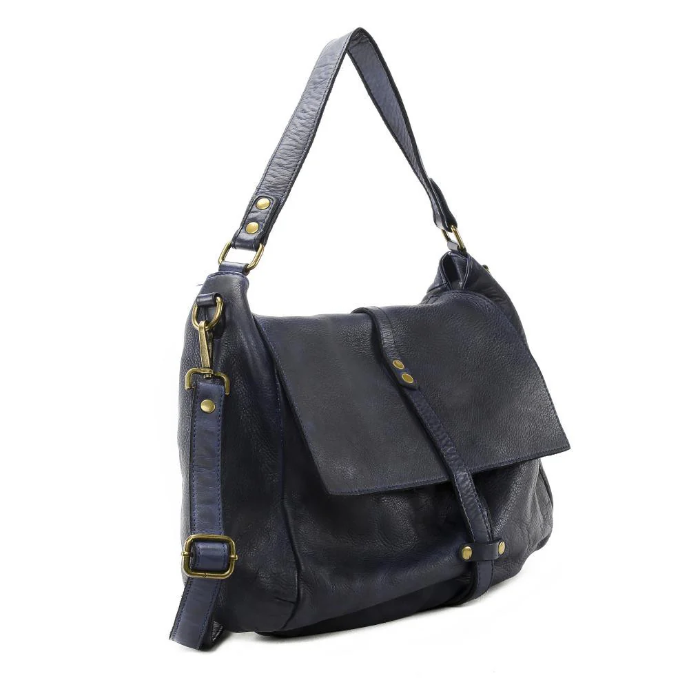 Sac messager en cuir vintage MISS CODY Bleu marine - Image 3