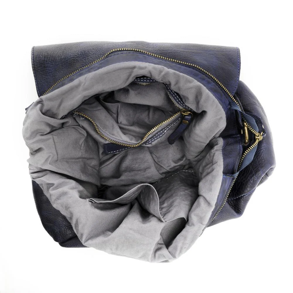 Sac messager en cuir vintage MISS CODY Bleu marine - Image 5