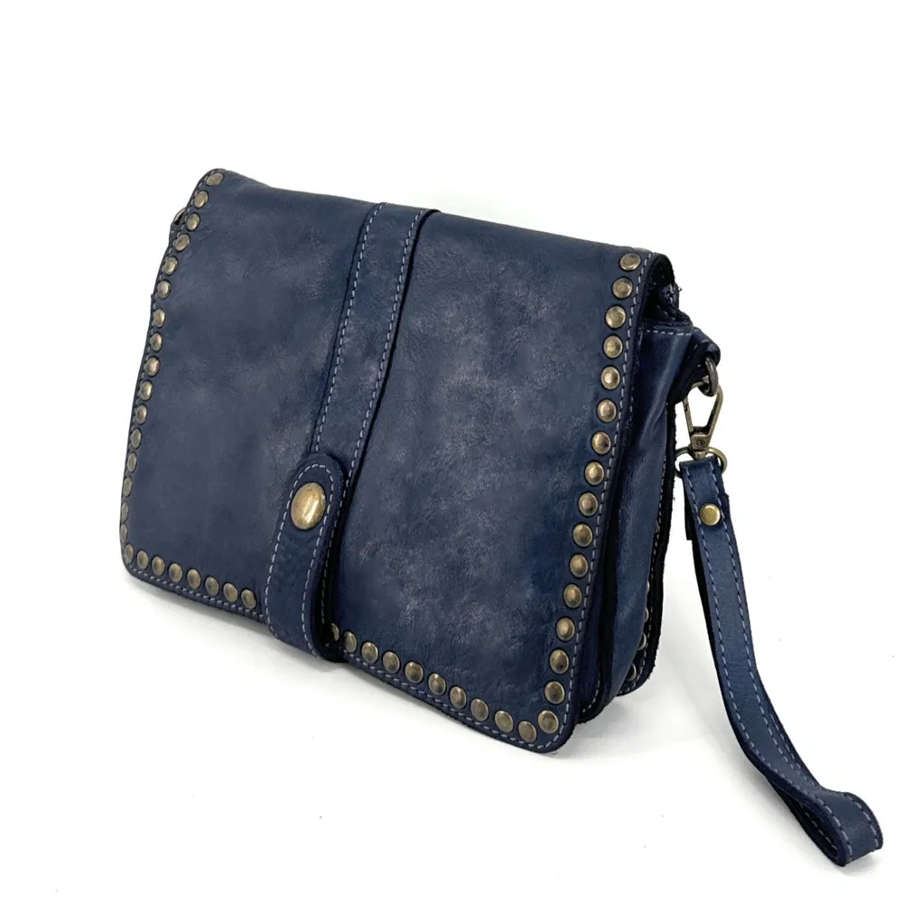 Sac besace à bandoulière en cuir vintage MISS SHAN Bleu marine - Image 2