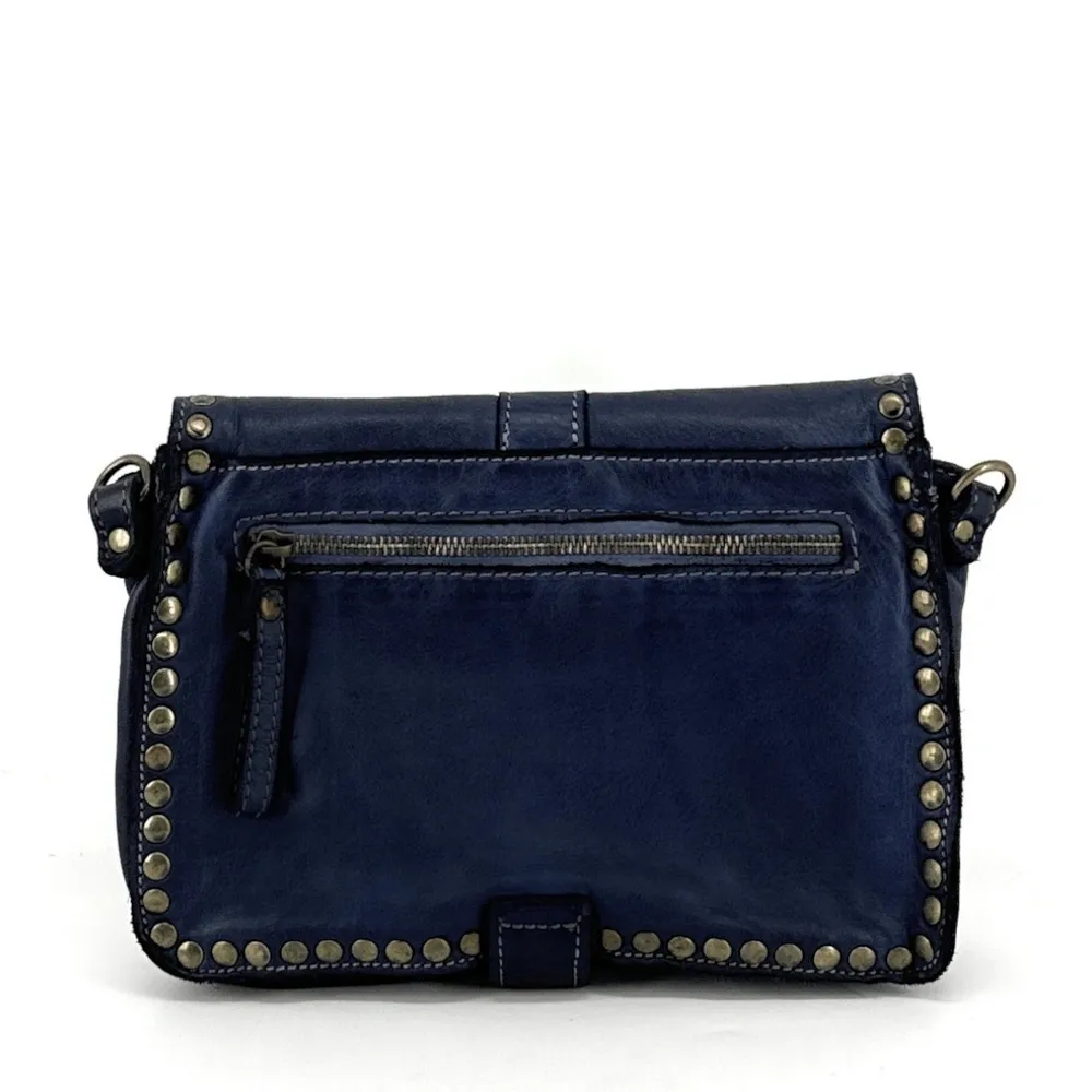 Sac besace à bandoulière en cuir vintage MISS SHAN Bleu marine - Image 4