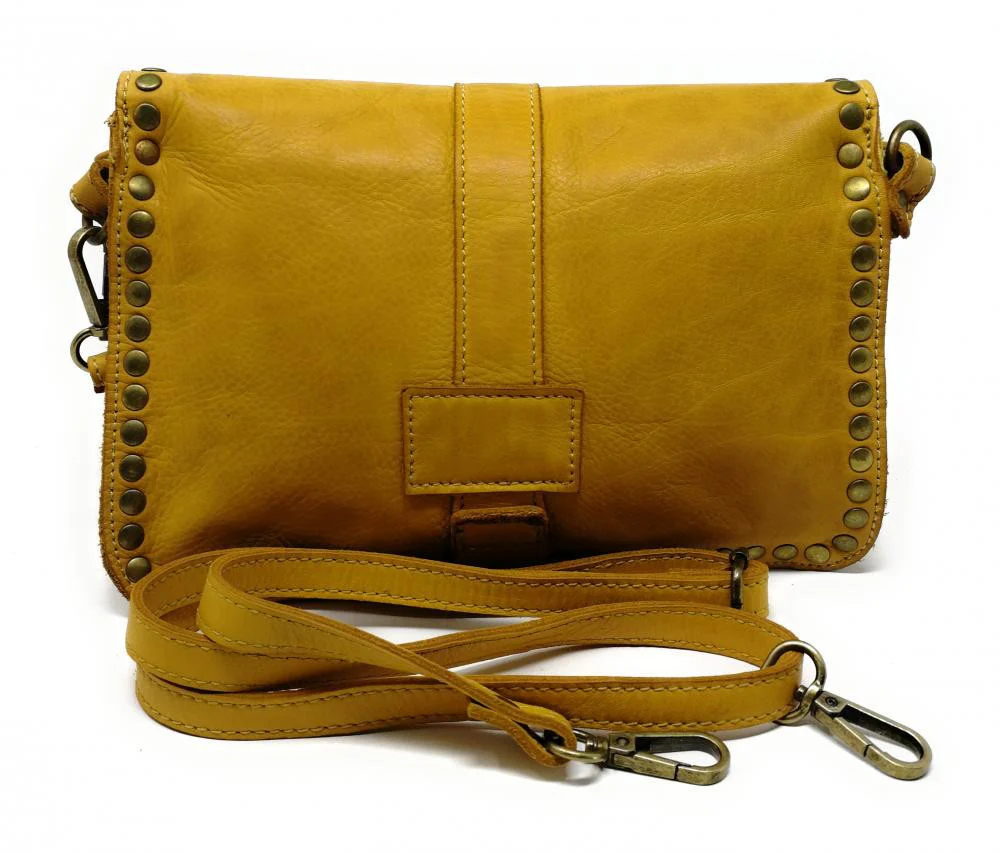 Sac besace à bandoulière en cuir vintage MISS SHAN Jaune Moutarde - Image 4