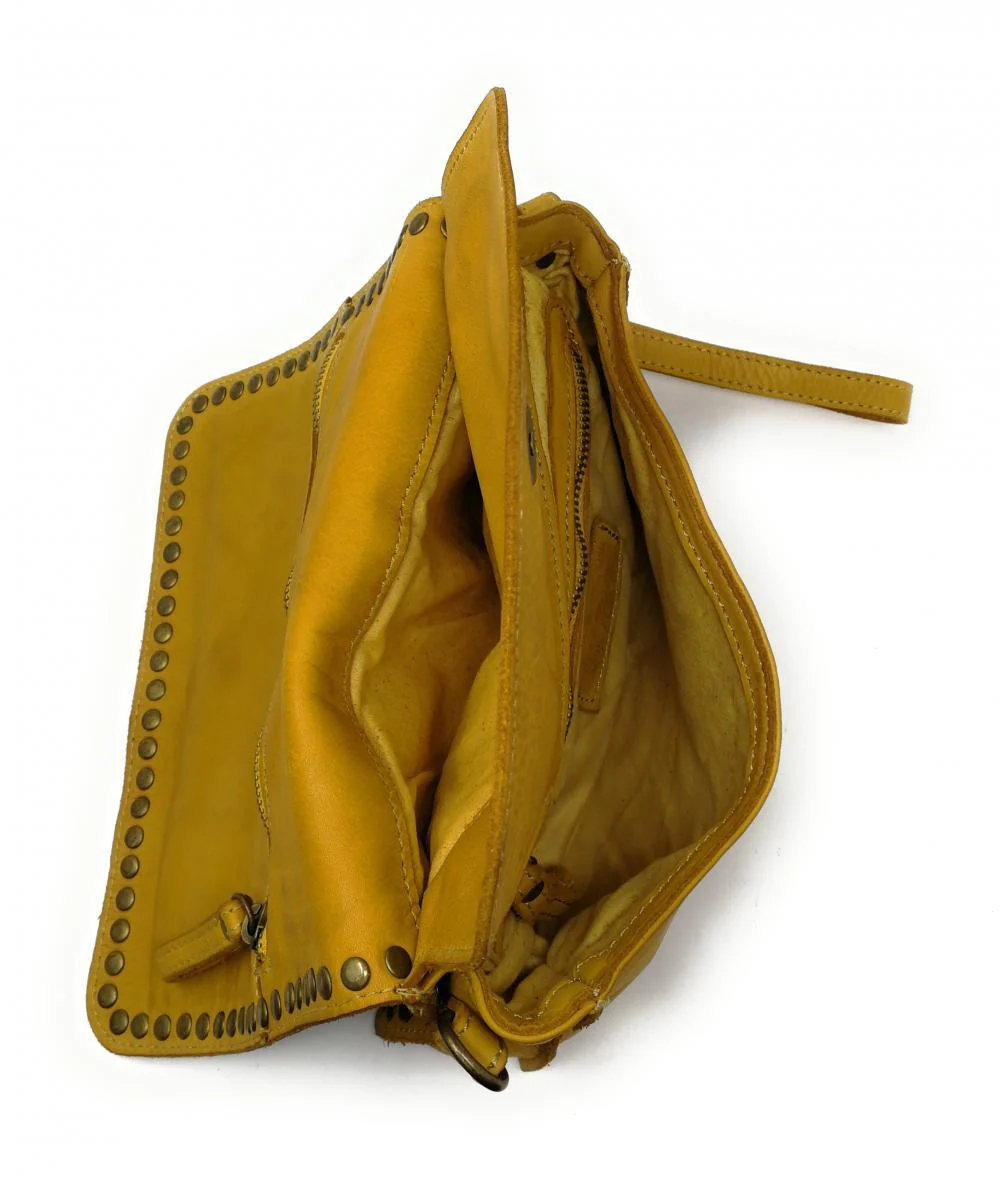 Sac besace à bandoulière en cuir vintage MISS SHAN Jaune Moutarde - Image 5