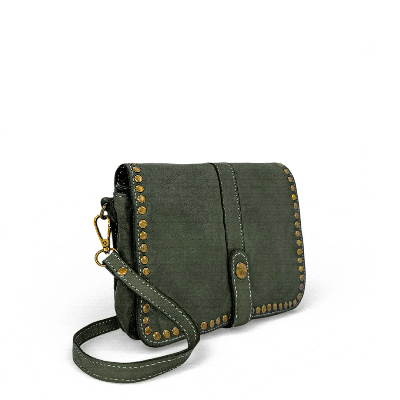 Sac besace à bandoulière en cuir vintage MISS SHAN Vert kaki - Image 2
