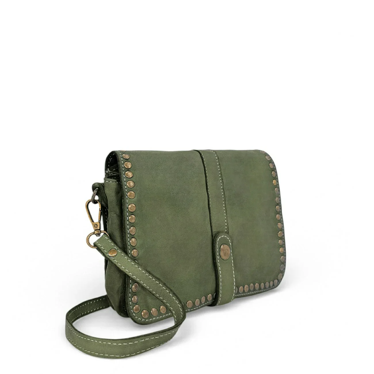 Sac besace à bandoulière en cuir vintage MISS SHAN Vert kaki clair - Image 2
