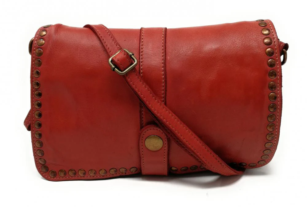 Sac besace à bandoulière en cuir vintage MISS SHAN Rouge garance - Image 3