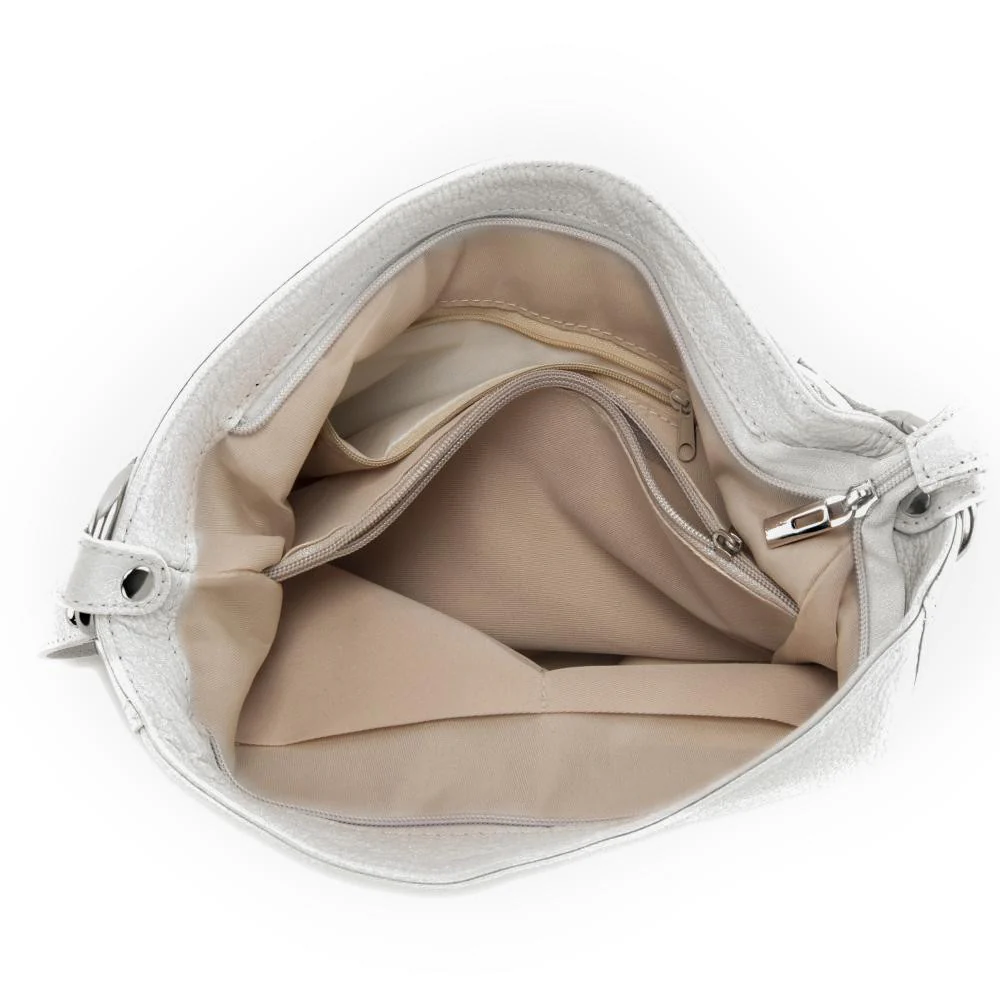 Sac à main en cuir grainé HUIT Beige crème - Image 5