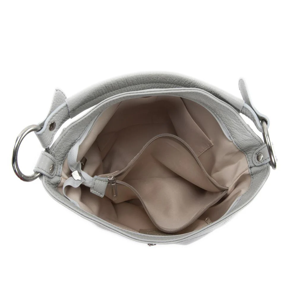Sac à main en cuir grainé HUIT Gris clair - Image 5