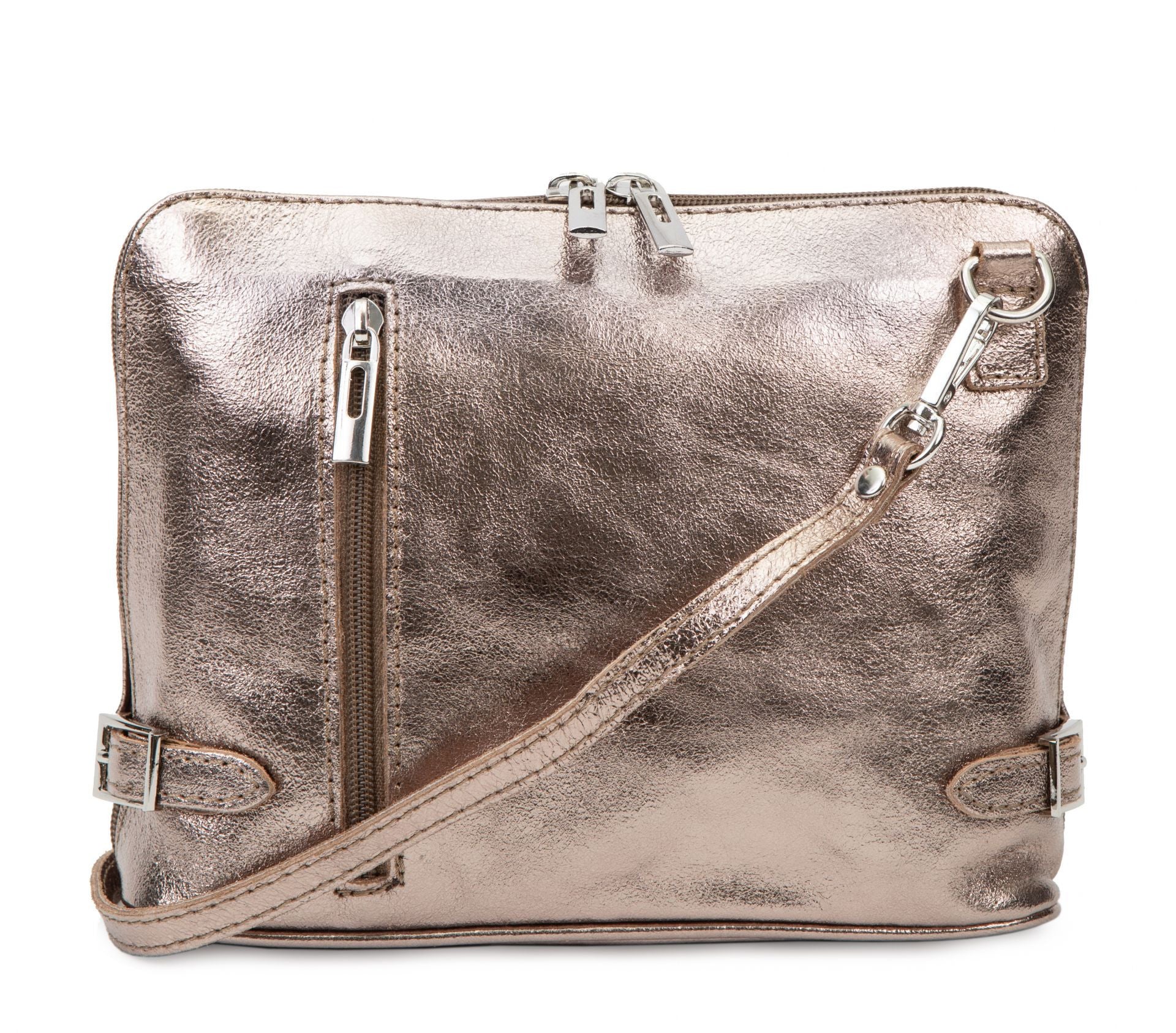 Sac à main en cuir italien métallisé MAMMA MIA Champagne irisé - Image 3