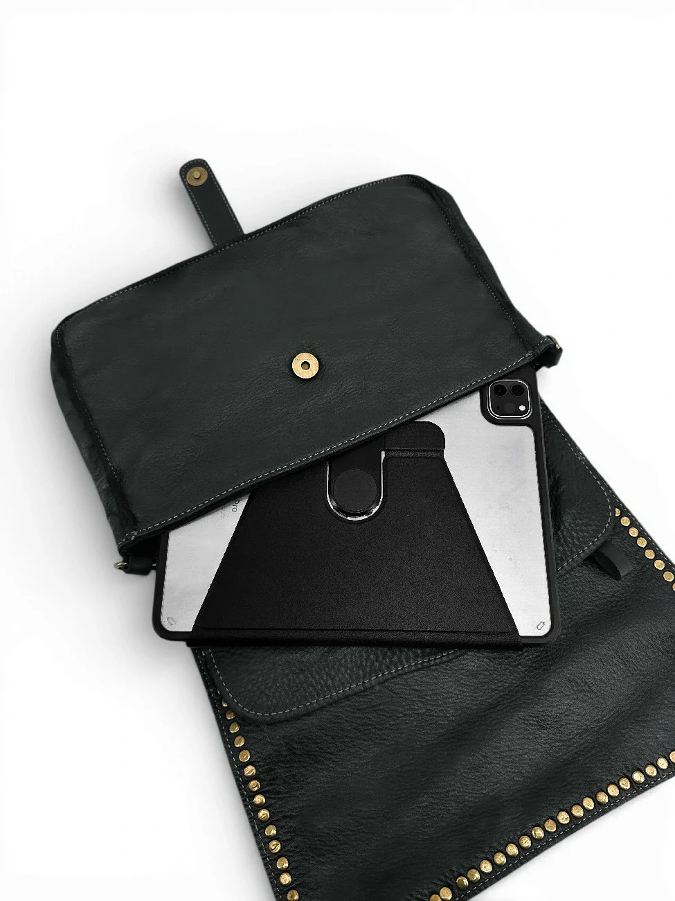 Sac besace à bandoulière en cuir vintage MISS K Noir - Image 3