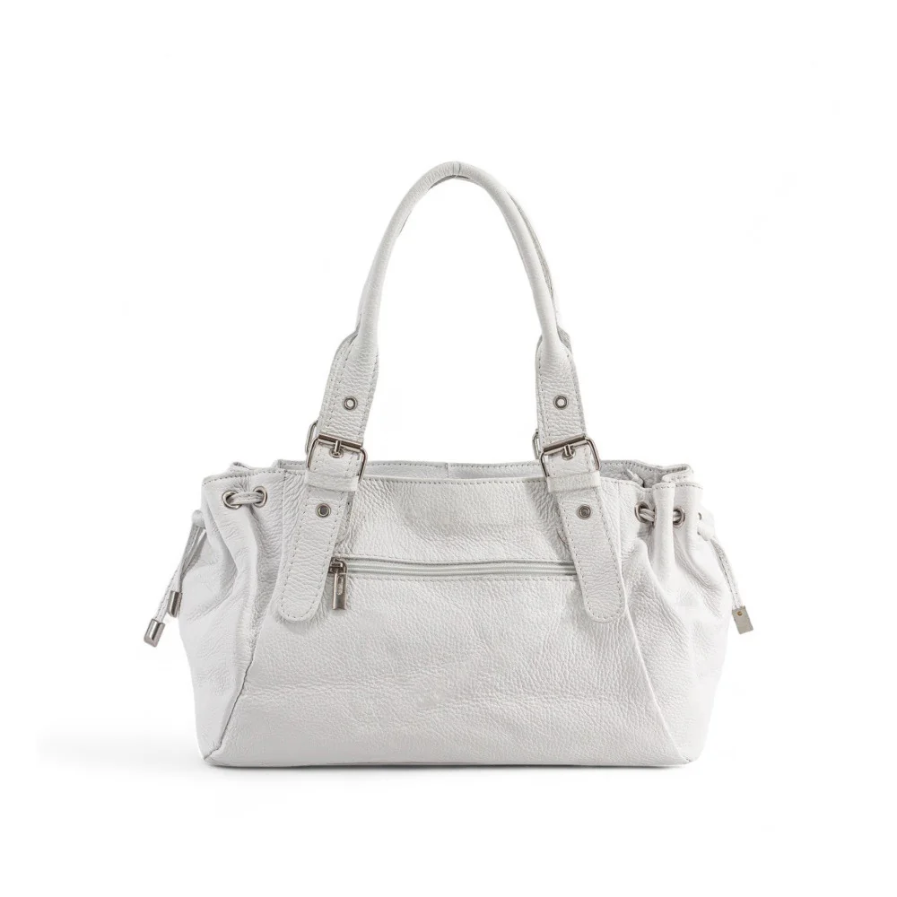 Sac bowling porté épaule en cuir grainé PRINCESSE Blanc - Image 3
